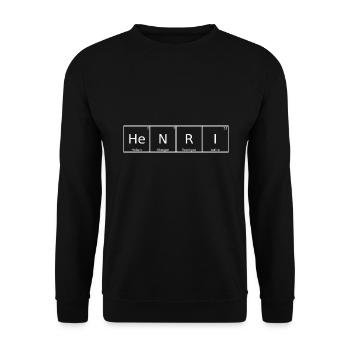 Henri Name Vorname Chemie Periodensystem Elemente - Unisex Pullover - Schwarz - Vorne - Alina (178cm) & Michal (187cm)