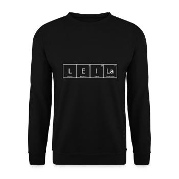 Leila Nom Prénom Chimie Éléments du tableau périodique - Sweat-shirt Unisexe - noir - Devant - Alina (178cm) & Michal (187cm)