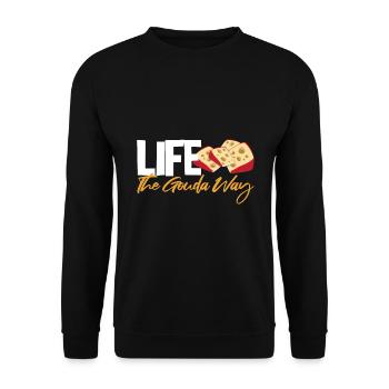 Gouda cheese design for Gouda Fnas and Charcuterie - Unisex Sweatshirt - black - Front - Alina (178cm) & Michal (187cm)