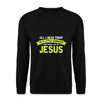 Jesus and Sandwich God Christ Christian - Unisex Sweatshirt - black - Front - Alina (178cm) & Michal (187cm)
