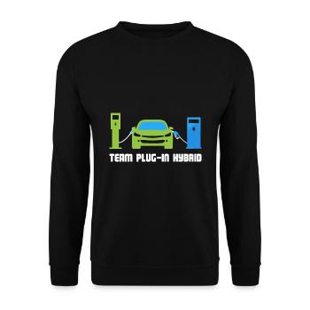 Team Plug-In-Hybrid: Green Driving - Unisex Sweatshirt - black - Front - Alina (178cm) & Michal (187cm)