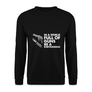 Vater und Messerasmmler Messerfan Papa Design - Unisex Pullover - Schwarz - Vorne - Alina (178cm) & Michal (187cm)