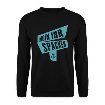 Moin Ihr Spacken Küste Anker - Unisex Pullover - Schwarz - Vorne - Alina (178cm) & Michal (187cm)