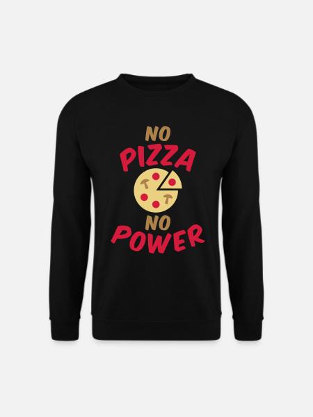 No pizza no power (Pizza mit Salami und Pilzen) - Unisex Pullover - Schwarz