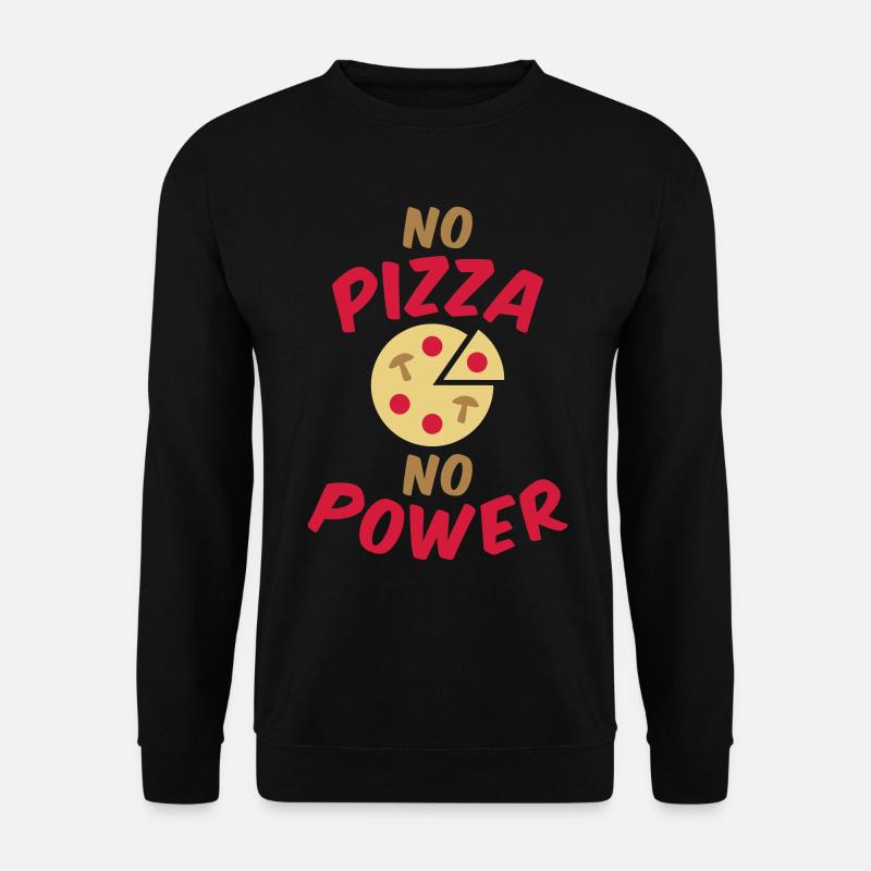 No pizza no power (Pizza mit Salami und Pilzen) - Unisex Pullover - Schwarz