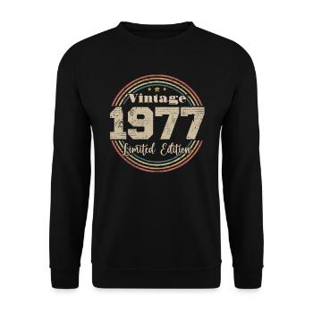 1977 Vintage Retro Birthday Born In - 1977 - Unisex Sweatshirt - black - Front - Alina (178cm) & Michal (187cm)