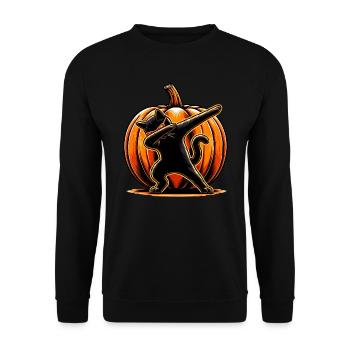 Happy Halloween, Scaredy Cat - Unisex Sweatshirt - black - Front - Alina (178cm) & Michal (187cm)
