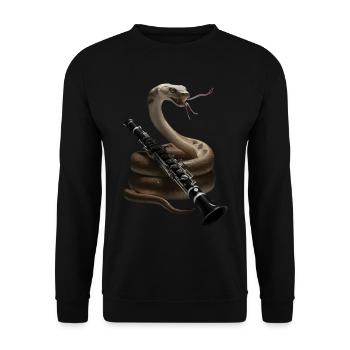 Schlange Klarinette - Unisex Pullover - Schwarz - Vorne - Alina (178cm) & Michal (187cm)