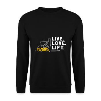 Forklift operator and forklift driver - Unisex Sweatshirt - black - Front - Alina (178cm) & Michal (187cm)