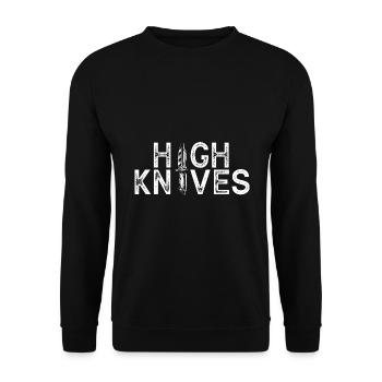 Leben ist besser mit Messer Messersammler - Unisex Pullover - Schwarz - Vorne - Alina (178cm) & Michal (187cm)