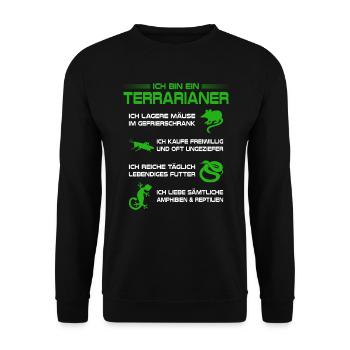 Terrarianer Terrarium Reptilien Amphibien - Unisex Pullover - Schwarz - Vorne - Alina (178cm) & Michal (187cm)