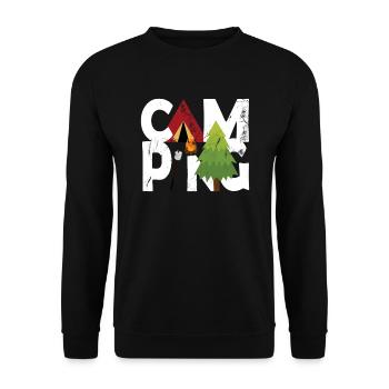 Campingplatz Lagerfeuer - Unisex Pullover - Schwarz - Vorne - Alina (178cm) & Michal (187cm)