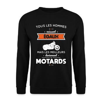 Hommes naissent égaux meilleurs deviennent motards - Sweat-shirt Unisexe - noir - Devant - Alina (178cm) & Michal (187cm)