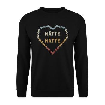 Hätte Hätte Fahrradkette Radfahrer Spruch Fahrrad - Unisex Pullover - Schwarz - Vorne - Alina (178cm) & Michal (187cm)