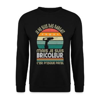Je ne suis pas parfait mais je suis bricoleur - Sweat-shirt Unisexe - noir - Devant - Alina (178cm) & Michal (187cm)