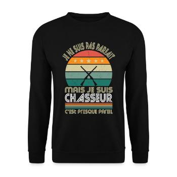 Pas parfait mais chasseur c'est presque pareil - Sweat-shirt Unisexe - noir - Devant - Alina (178cm) & Michal (187cm)