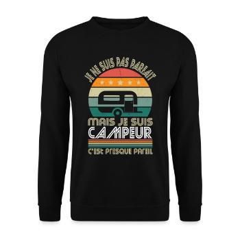 Je ne suis pas parfait mais je suis campeur - Sweat-shirt Unisexe - noir - Devant - Alina (178cm) & Michal (187cm)