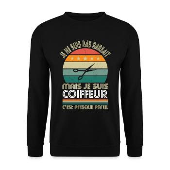 Je ne suis pas parfait mais je suis coiffeur - Sweat-shirt Unisexe - noir - Devant - Alina (178cm) & Michal (187cm)