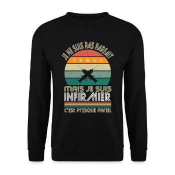 Je ne suis pas parfait mais je suis infirmier - Sweat-shirt Unisexe - noir - Devant - Alina (178cm) & Michal (187cm)