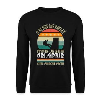 Je ne suis pas parfait mais je suis grimpeur - Sweat-shirt Unisexe - noir - Devant - Alina (178cm) & Michal (187cm)