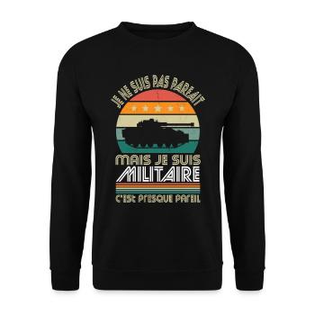 Je ne suis pas parfait mais je suis militaire - Sweat-shirt Unisexe - noir - Devant - Alina (178cm) & Michal (187cm)