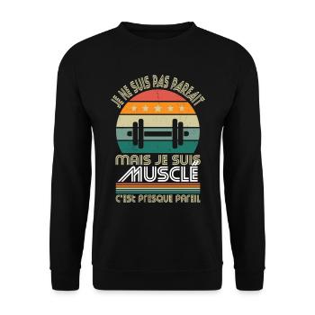 Musculation - Pas parfait mais musclé - Sweat-shirt Unisexe - noir - Devant - Alina (178cm) & Michal (187cm)
