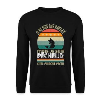 Je ne suis pas parfait mais je suis pêcheur - Sweat-shirt Unisexe - noir - Devant - Alina (178cm) & Michal (187cm)