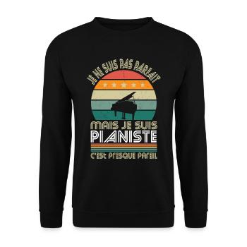 Je ne suis pas parfait mais je suis pianiste - Sweat-shirt Unisexe - noir - Devant - Alina (178cm) & Michal (187cm)