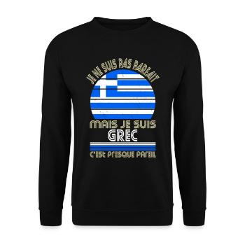 Je ne suis pas parfait mais je suis Grec - Sweat-shirt Unisexe - noir - Devant - Alina (178cm) & Michal (187cm)