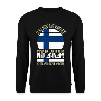 Je ne suis pas parfait mais je suis Finlandais - Sweat-shirt Unisexe - noir - Devant - Alina (178cm) & Michal (187cm)