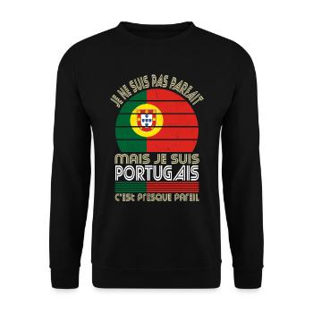 Je ne suis pas parfait mais je suis Portugais - Sweat-shirt Unisexe - noir - Devant - Alina (178cm) & Michal (187cm)