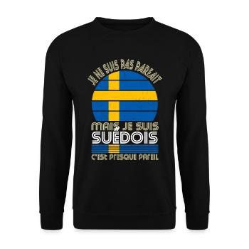 Je ne suis pas parfait mais je suis Suédois - Sweat-shirt Unisexe - noir - Devant - Alina (178cm) & Michal (187cm)