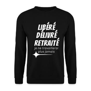 FREIGEGEBEN AUSGESTELLT IM RUHESTAND - Unisex Pullover - Schwarz - Vorne - Alina (178cm) & Michal (187cm)