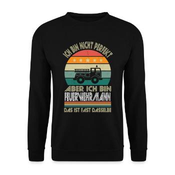 I'm not perfect, but I'm a firefighter - Unisex Sweatshirt - black - Front - Alina (178cm) & Michal (187cm)
