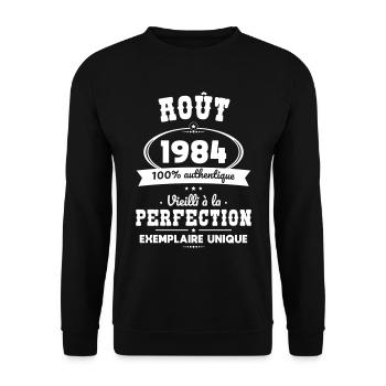40-jähriges Jubiläum - August 1984 Perfektion - Unisex Pullover - Schwarz - Vorne - Alina (178cm) & Michal (187cm)