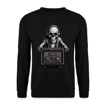 Totenkopf Musiker - Unisex Pullover - Schwarz - Vorne - Alina (178cm) & Michal (187cm)
