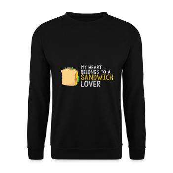 Mein Herz gehört Sandwich Liebhaber Geschenk - Unisex Pullover - Schwarz - Vorne - Alina (178cm) & Michal (187cm)
