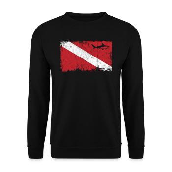 Vintage Shark Scuba Dive Flag Hommes Gymnase Sports - Sweat-shirt Unisexe - noir - Devant - Alina (178cm) & Michal (187cm)