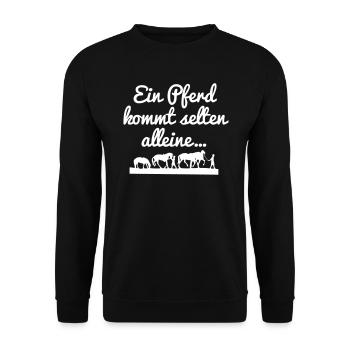 Ein Pferd kommt selten alleine - Unisex Pullover - Schwarz - Vorne - Alina (178cm) & Michal (187cm)