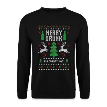 Beer booze christmas ugly christmas funny - Unisex Sweatshirt - black - Front - Alina (178cm) & Michal (187cm)