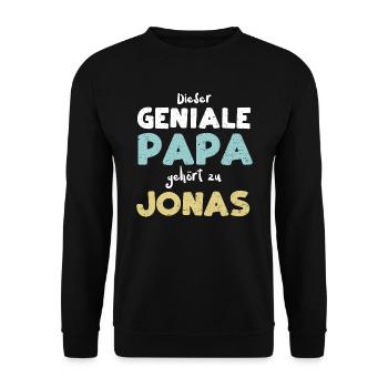 Dieser Geniale Papa Gehört Zu Jonas - Unisex Pullover - Schwarz - Vorne - Alina (178cm) & Michal (187cm)