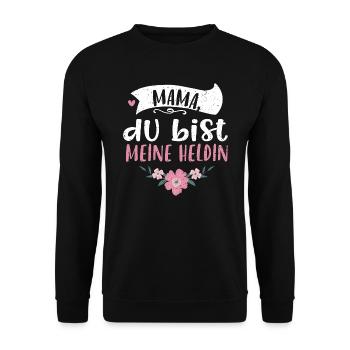 Maman, tu es mon héroïne - Sweat-shirt Unisexe - noir - Devant - Alina (178cm) & Michal (187cm)