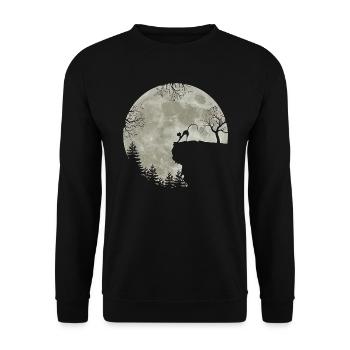 Chat dans la lune - Sweat-shirt Unisexe - noir - Devant - Alina (178cm) & Michal (187cm)