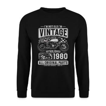 1980's Vintage Birthday Cafe Racer Motorcycle - Unisex Sweatshirt - black - Front - Alina (178cm) & Michal (187cm)