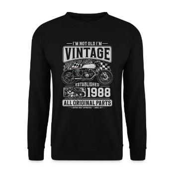 1988 Jahrgang Geburtstag Cafe Racer Motorrad - Unisex Pullover - Schwarz - Vorne - Alina (178cm) & Michal (187cm)