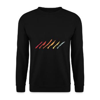 Father and Messerasmmler Messerfan Papa Design - Unisex Sweatshirt - black - Front - Alina (178cm) & Michal (187cm)