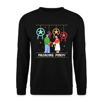 Paskong Pinoy Weihnachtsdesign für Filipinos - Unisex Pullover - Schwarz - Vorne - Alina (178cm) & Michal (187cm)