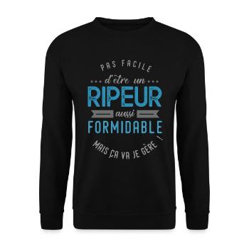 ripeur éboueur formidable Cadeau Humour eboueur - Sweat-shirt Unisexe - noir - Devant - Alina (178cm) & Michal (187cm)