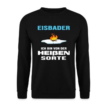 Eisbad Winterschwimmen "heißer Eisbader" - Unisex Pullover - Schwarz - Vorne - Alina (178cm) & Michal (187cm)