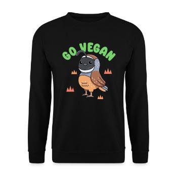 Wachtel-Design für stolze Veganer - Unisex Pullover - Schwarz - Vorne - Alina (178cm) & Michal (187cm)